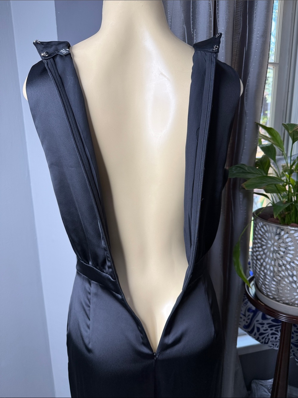 INC International Concepts Black Satin Draped Jumpsuit Women’s Sz 8 Super Formal - Picture 5 of 13